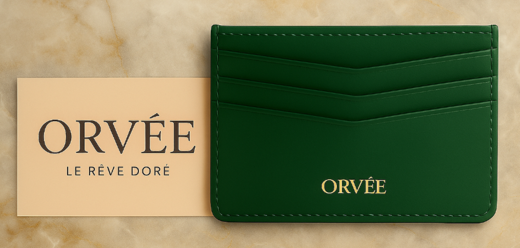 Orvée leather card holder, men's/women's, forest green