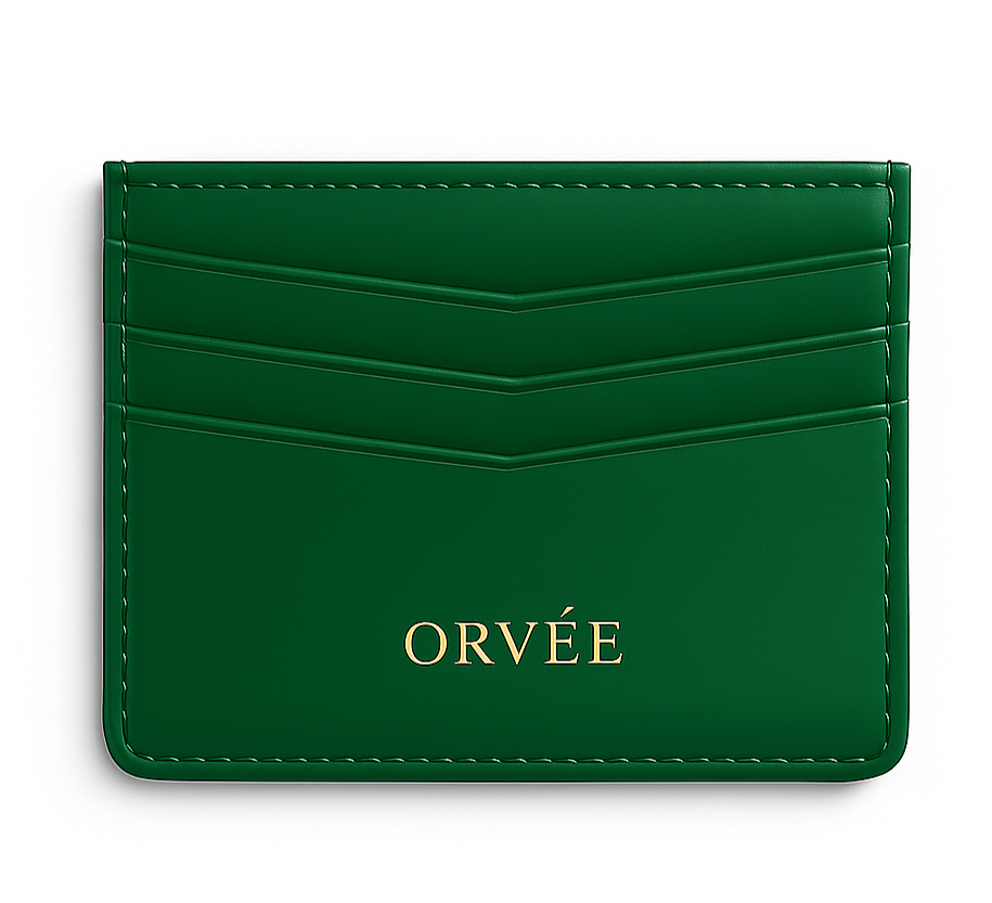 Orvée leather card holder, men's/women's, forest green